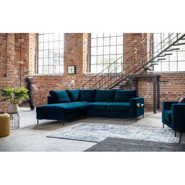 Türkiissinine sametist nurgadiivan (vasakus nurgas) Lofty Lilly - Miuform-image-1