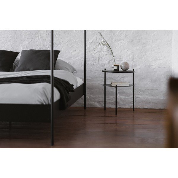 Must terasest kaheinimesevoodi ilma peatsita/varikatusega ja liistudest raamiga 200x200 cm Eton - noo.ma-image-2