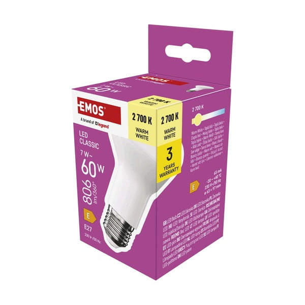LED-pirn, soe valge E27, 7 W - EMOS-image-3