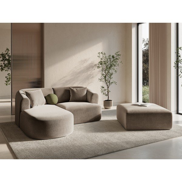 Helepruun sametist nurgadiivan (vasak nurk/diivanvoodiga) Campi - Cosmopolitan Design-image-1