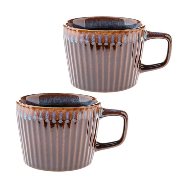 Sinakaspruunid cappuccino tassid komplektis (2 tk, 190 ml, kivikeraamika) Tone – Dakls