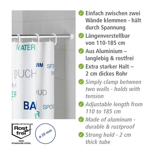 Hõbedane teleskoop dušikardinapuu, pikkus 110 - 185 cm - Wenko-image-3