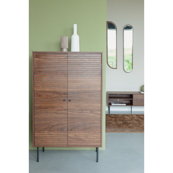 Pruun pähklipuidu spoonist kapp 80x130x40 cm Stripes - White Label-image-1