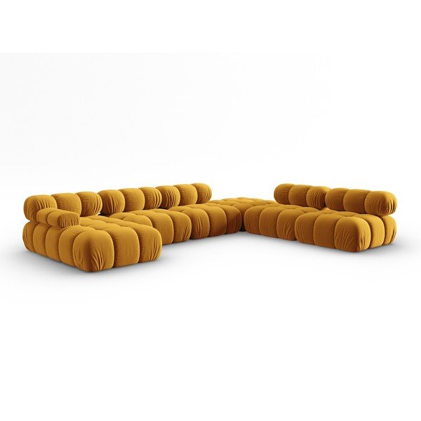 Kollane sametist diivan 379 cm Bellis - Micadoni Home-image-3