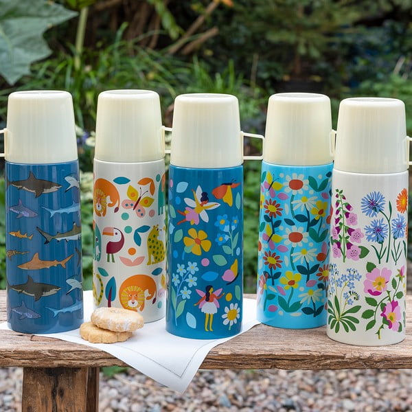 Sinine-kreem laste termos 350 ml Butterfly Garden - Rex London-image-1