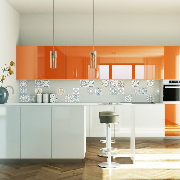 24 dekoratiivse seinakleebise komplekt Veealune aed, 10 x 10 cm - Ambiance-image-1