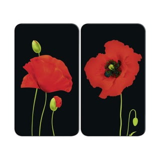 Karastatud klaasist pliidikatte komplekt 2 tk 52x30 cm Poppy - Maximex