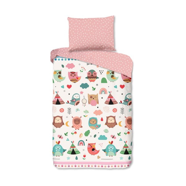 Roosa puuvillane laste voodipesu üheinimesevoodile 140x200 cm Wise - Good Morning