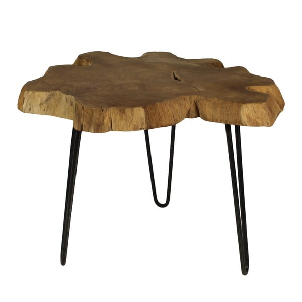 Odkládací stolek s deskou z neopracovaného teakového dřeva HSM collection Bollei, ⌀ 55 cm