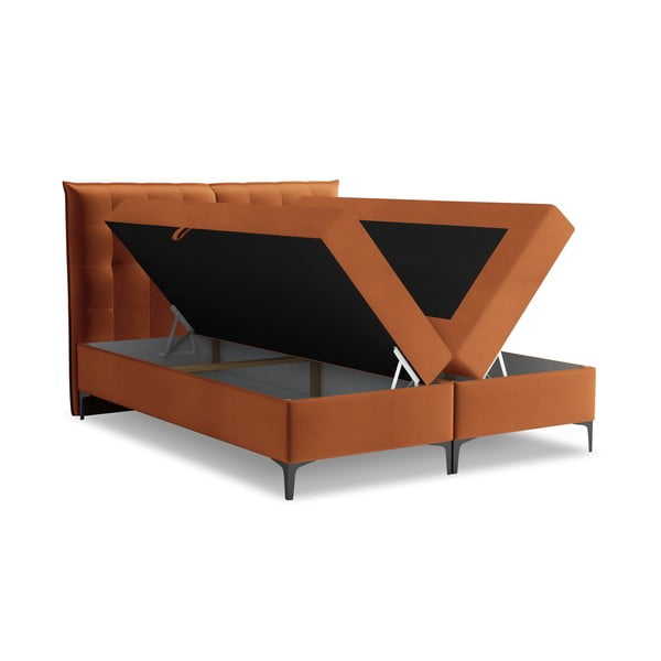 Oranž boxspring voodi panipaigaga 140x200 cm Mikana – Makamii-image-1