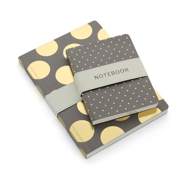 Zápisník A5 Go Stationery Gold Polka Taupe-image-2