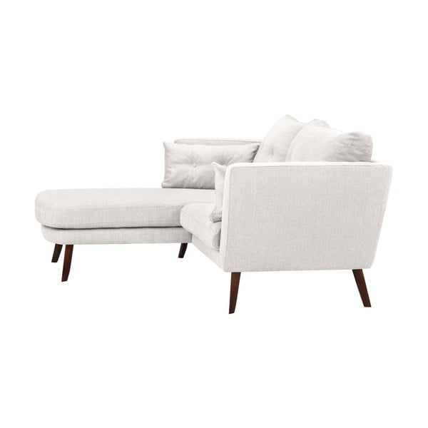 Krémově bílá třímístná pohovka Mazzini Sofas Elena, s lenoškou na levém rohu-image-1