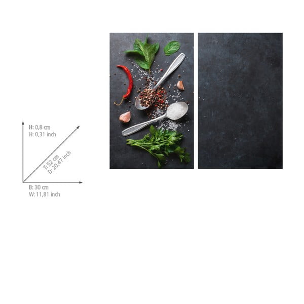 Karastatud klaasist katte komplekt pliidi äärde 2tk 52x30 cm Basil - Allstar-image-2