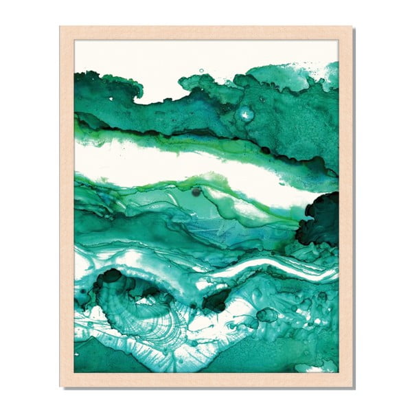 Obraz v rámu Liv Corday Asian Green Abstract, 40 x 50 cm
