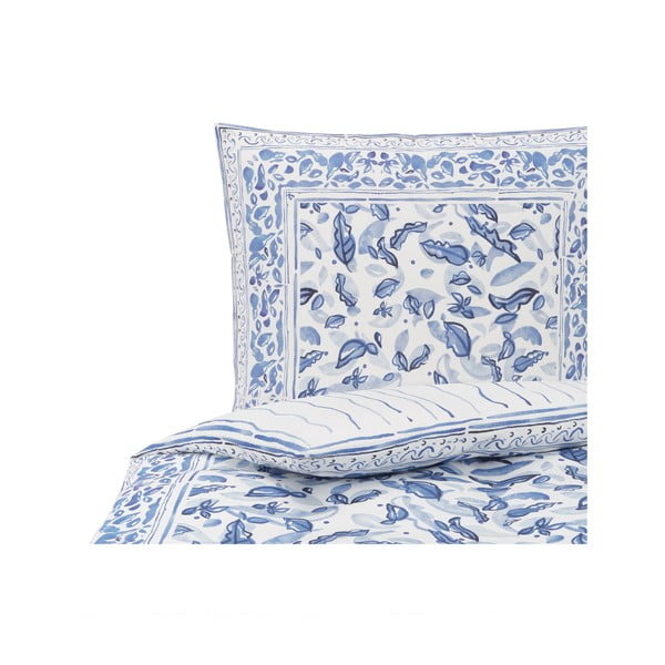 Sinine ja valge üheinimesevoodipesu puuvillasest satiinist , 155 x 220 cm Ryle - Westwing Collection-image-2