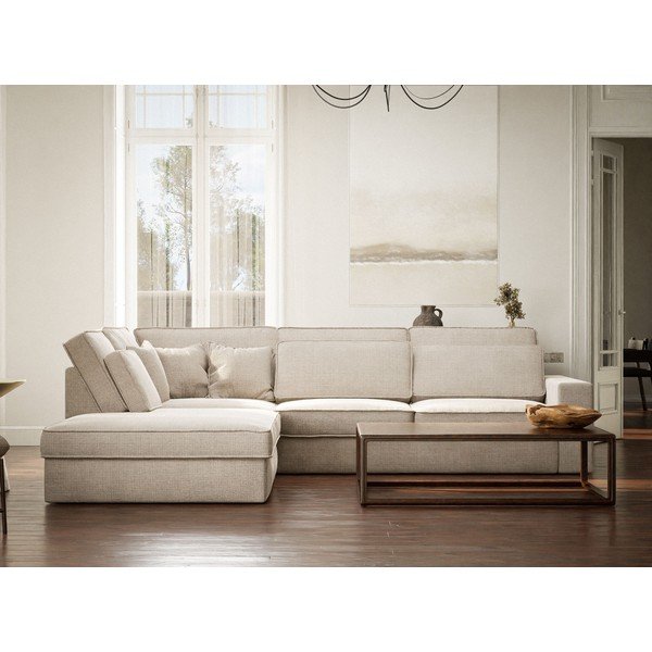 Kreemikas šenill-nurgadiivan (vasak nurk/L-kujuline) Kirou - Maison de Rêve-image-4