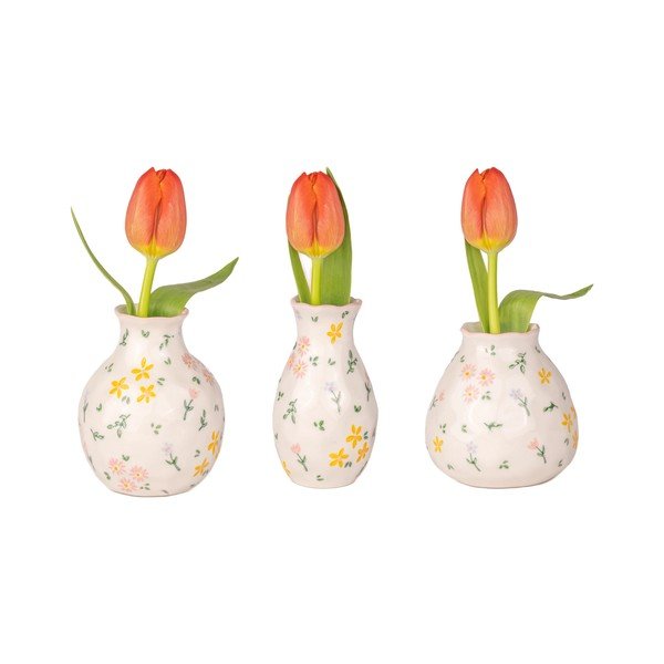 3-osaline kreemikate keraamiliste vaaside komplekt (kõrgus 10 cm) - Sass & Belle-image-3