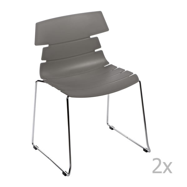 Sada 2 šedých židlí D2 Techno