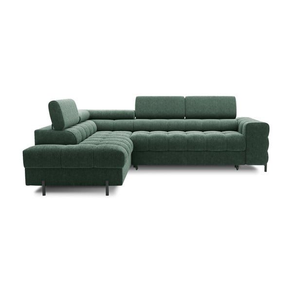 Roheline buklee-kangast lahtikäiv/sahtliga nurgadiivan (vasak nurk/L-kujuline) Ferucce – ELTAP