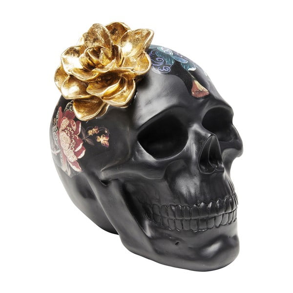 Must dekoratiivne kuju, kõrgus 22 cm Flower Skull - Kare Design