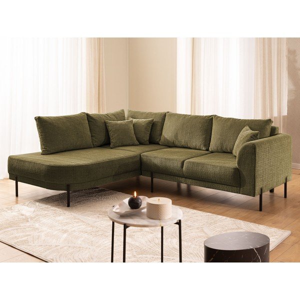 Roheline šenillist nurgadiivan (vasak nurk/L-kujuline) Mauris - Ropez-image-4