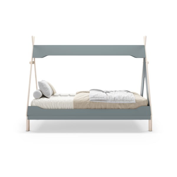 Petrooleumivärvi männipuidust lastevoodi 90x190 cm Nora - Marckeric-image-4