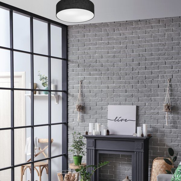 Must laevalgusti tekstiilist varjuga ø 45 cm Vivian - LAMKUR-image-1