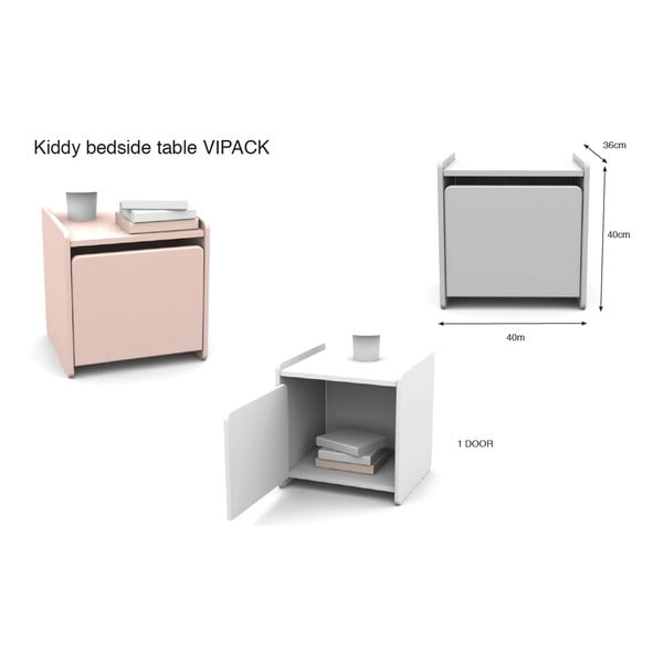 Valge laste öökapp Kiddy - Vipack-image-3