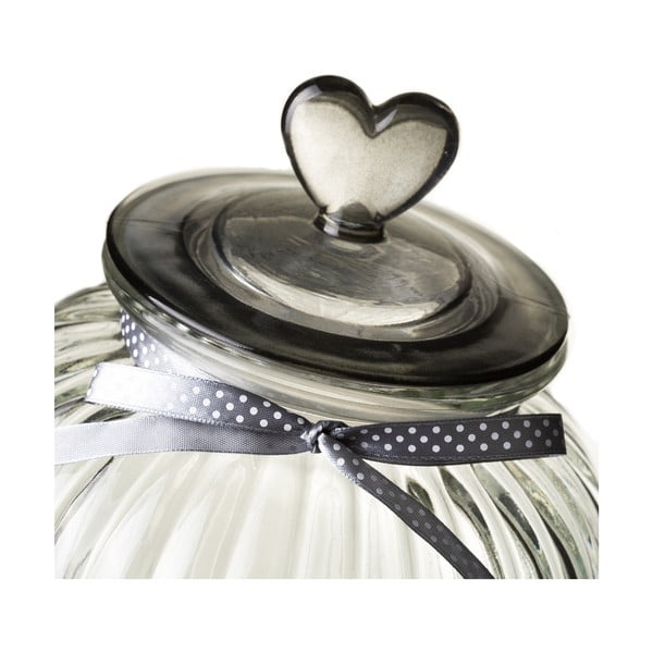 Skleněná dóza s víčkem ve stříbrné barvě Unimasa Heart, 5,4 l-image-1