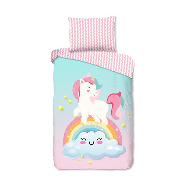 Roosa-türkiissinine puuvillane laste voodipesu üheinimesevoodile 140x200 cm Sweety - Good Morning