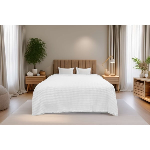 Valge puuvillane voodikate 140x200 cm Waffle - Mijolnir-image-1
