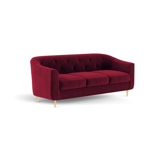 Červená sametová pohovka Kooko Home Corde, 175 cm-image-4