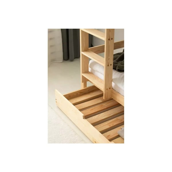 Puiduvärvi nari/väljatõmmatava osaga lastevoodi, koos voodipõhjaga ja hoiuruumiga 90x190 cm CLPBN – Adeko-image-3