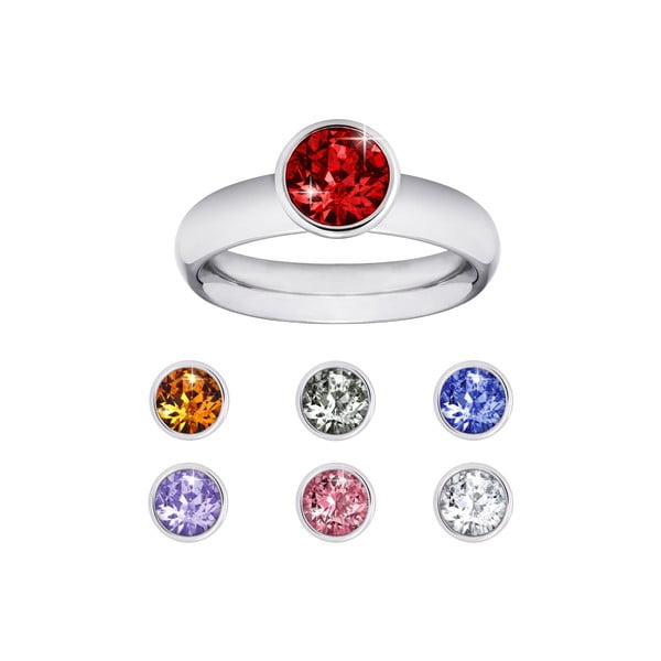 Prsten se 7 výměnnými krystaly Swarovski GemSeller, velikost 56