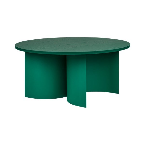 Roheline ümmargune kohvilaud saarepuidust pealispinnaga, ø 95 cm Gavo - noo.ma