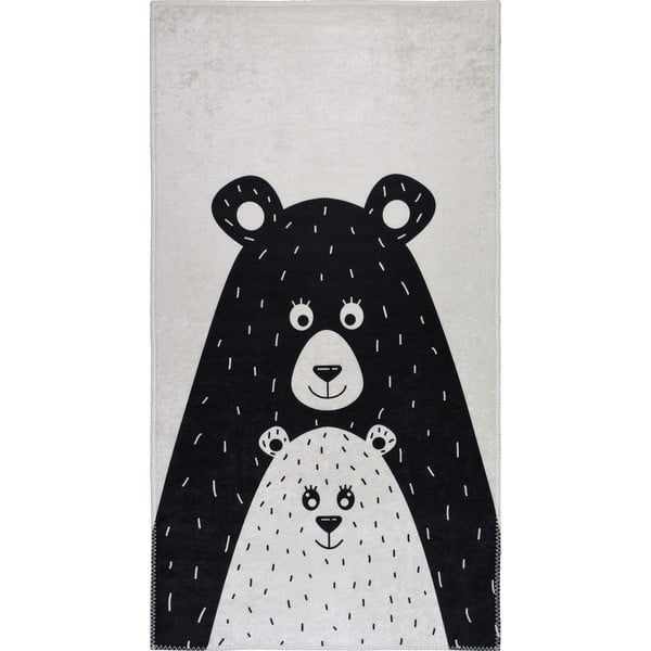 Must-valge pestav laste vaip 100x160 cm Bear Family - Vitaus