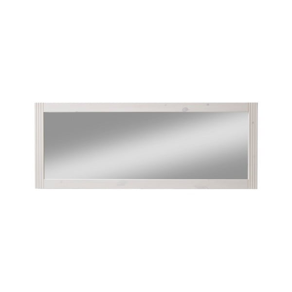 Mléčně bíle lakované nástěnné zrcadlo s rámem z borovicového dřeva Steens Monaco, 41 x 127 cm