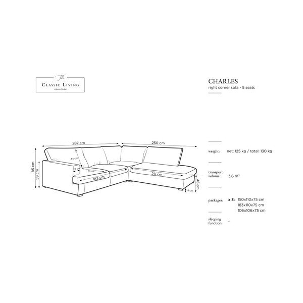 Šedá rohová pohovka Windsor & Co Sofas Daphne, pravý roh-image-1
