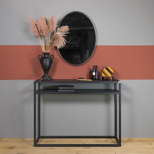 Must konsoollaud tammepuidust lauaplaadiga 30x120 cm Daniël - Spinder Design-image-1