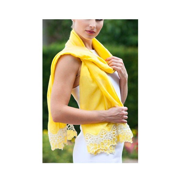 Šátek s příměsí hedvábí Shirin Sehan Florentine Lemon-image-1