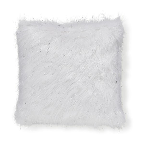 Bílý povlak na polštář z umělé kožešiny Catherine Lansfield Metallic Fur, 45 x 45 cm