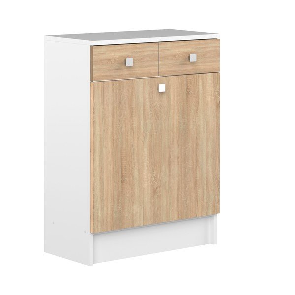 Valge madal vannitoakapp tammepuust 60x82 cm Combi - TemaHome-image-2