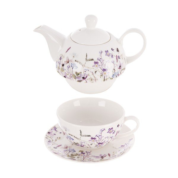Valge/lilla portselanist teekomplekt Louka - Orion-image-2