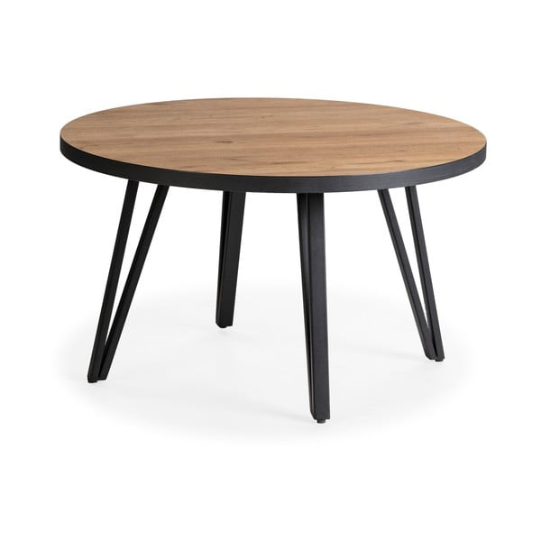 Must ümmargune tammespoonist pinnaga diivanilaud ø 80 cm Sindi - Marckeric