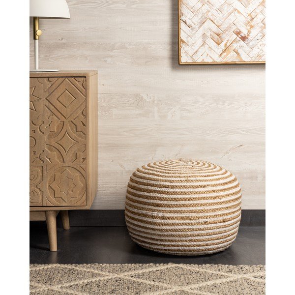 Beež ja valge pouf Samy - Kave Home-image-2