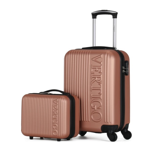 Sada 2 růžových cestovních kufrů na kolečkách VERTIGO Valises Cabine & Vanity Case