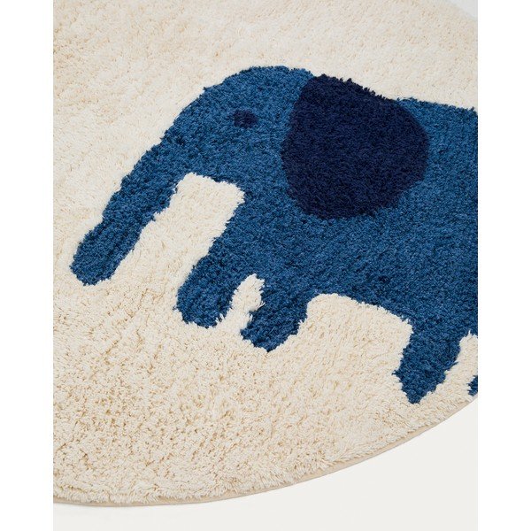 Elevandiluu värvi pestav/käsitsi kootud puuvillane laste vaip ø100 cm Tandani - Kave Home-image-2