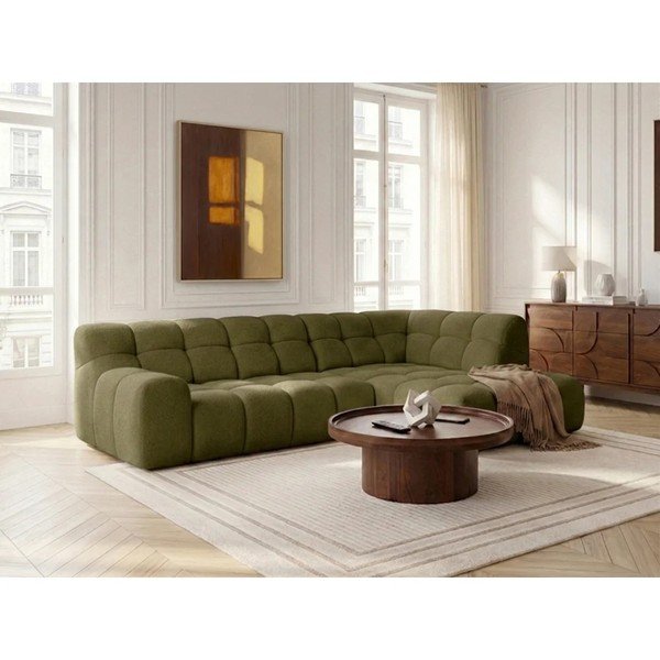 Roheline diivanvoodi/elektrilise istmepikendusega nurgadiivan (vasak nurk/L-kujuline) Andre - Bobochic Paris-image-1