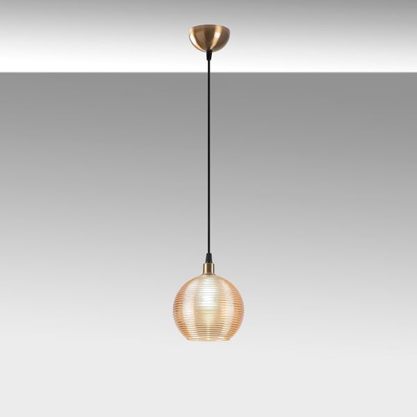 Ookerkollane-kuldne rippvalgusti klaasist varjuga ø 15 cm Muzo - Opviq lights-image-3