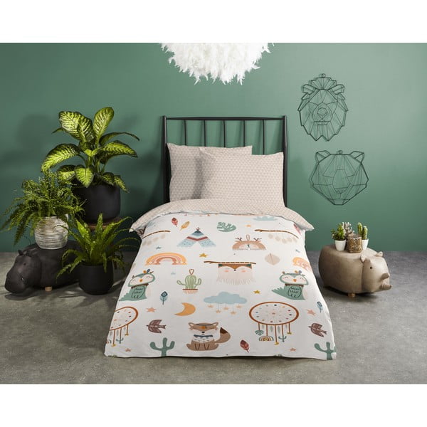 Beež puuvillane laste voodipesu üheinimesevoodile 140x200 cm Remi - Good Morning-image-1